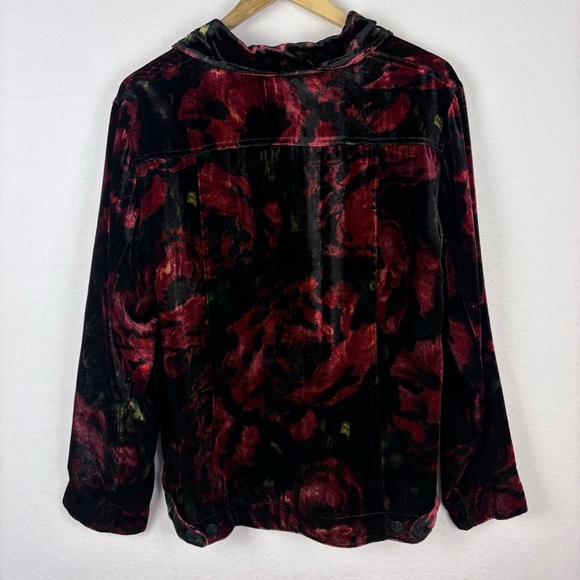 Chico’s Floral Crushed Velvet Shirt Jacket Holiday Elegant Office - Picture 5 of 6
